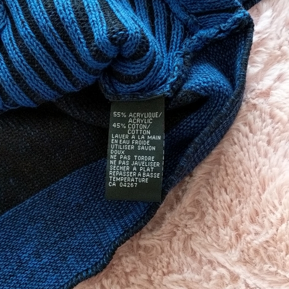 Blue Asymmetrical Neck Sweater SZ L - Picture 5 of 6